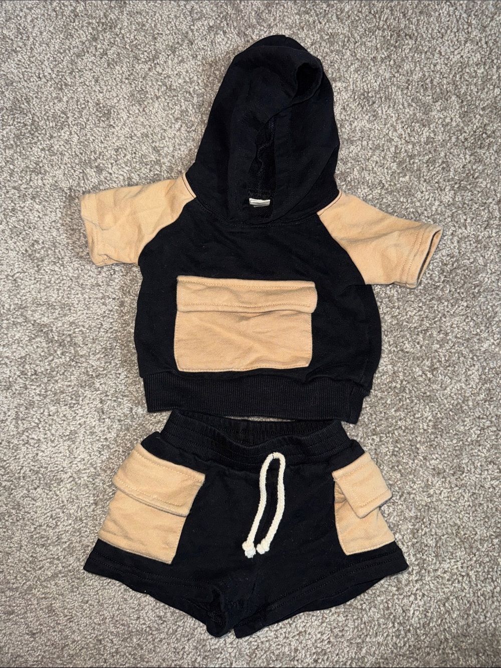 LPK Black & Beige Two-Piece Hoodie Set